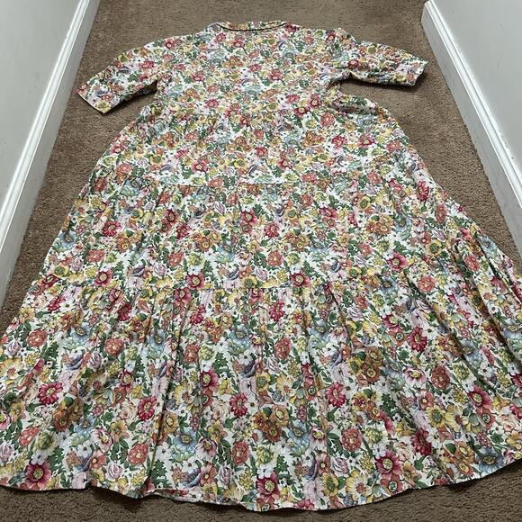 Natural Life Rebecca Midi Tiered Dress White Fuschia Size Medium - Picture 6 of 6